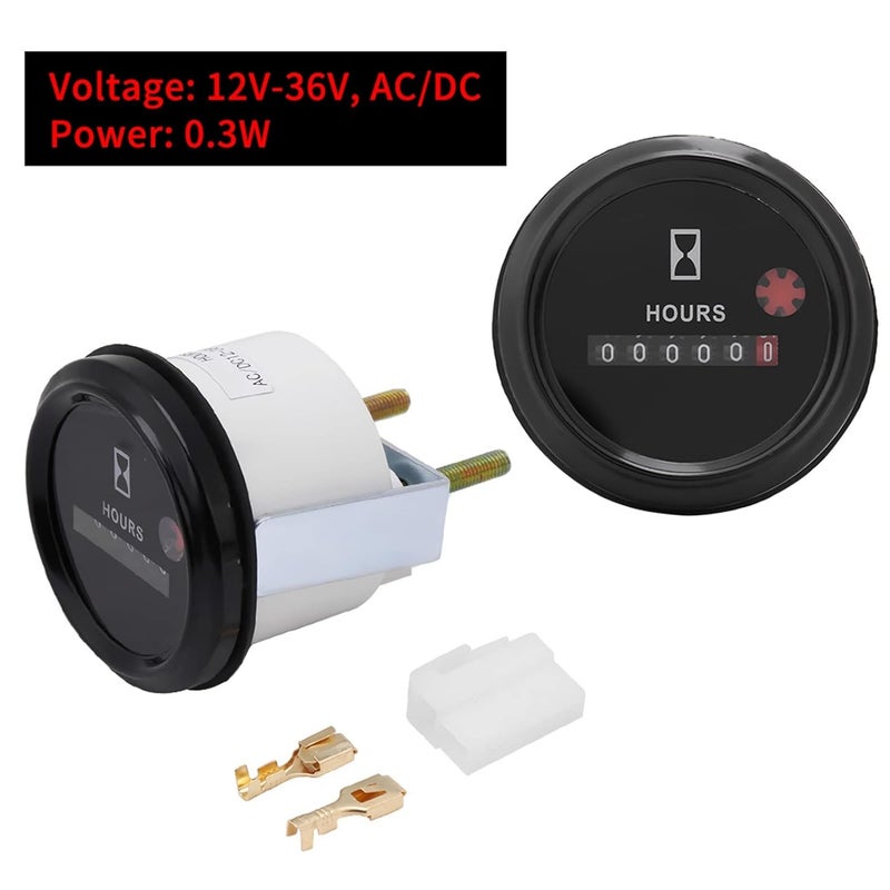 ZERONE Hour Tester, 12-36V DC AC 6 Digit Quartz Hour Meter Accurate Round Meter Mechanical Timer Tester for Boat Car Truck Engine Marine ATV Boat - Image 4